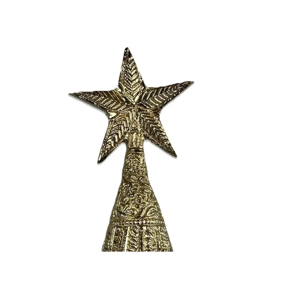 Silver Mercury Glass Christmas Tree Decor w/ Gold Star Topper 19